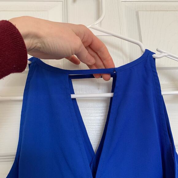 Sam Edelman Blue Sleeveless Choker-Cutout Top - Picture 3 of 6